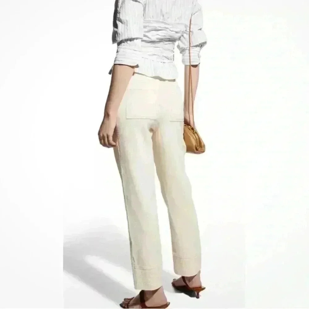 NWT Jonathan Simkhai Gabrielle Textured Pant Parchment pants